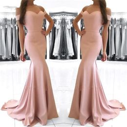 Elegant Satin Bridesmaid Dresses Sexy Off The Shoulder Mermaid Plus Size Long Maid Of Honour Gowns Sweep Train Wedding Guest Dress Forma 306p