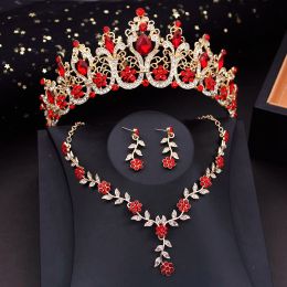 Luxury Crown Bride Jewelry Sets for Women Tiaras Set Choker Necklace Earring Prom Bridal Wedding Costume Accessories