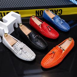 Casual Shoes Men Loafers 2024 Handmade Tassel Design Comfortable Slip-on Soft Leather For Flats Trend Driving