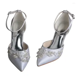 Scarpe elegantito esca personalizzato con punta di piedi notture 2024 sposa spira satinata perla con cinturino alla caviglia