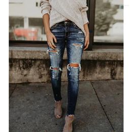 Women's Jeans Ripped Women Slim High Waist Boyfriend Cotton Summer Autumn Casual Streetwear Denim Pencil Long Pants Skinny