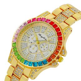 2024 Versione coreana di Diamond alla moda intalato a sette colori in acciaio di lusso orologio braccialetto quarzo