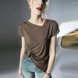 Women's T Shirts High Quality 2024 Women Tops Irregularity T-shirt Female Clothing Spring Summer Sexy Crop Top Clothes Fashion Casual Blouse