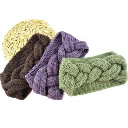 Autumn Winter Knitted Woollen Headband for Women Braided Hairbands wide Crochet Headwrap Turban Keep Ear Warmer Hair Accessories