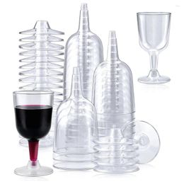 Decorative Plates 50Pcs Clear Plastic Wine Glass Recyclable Disposable & Reusable Cups For Champagne Dessert Beer Pudding Party