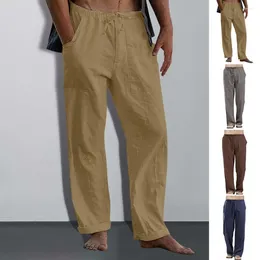 Men's Pants Men Spring Summer Wide Leg Elastic Waist Sweatpants With Side Pockets For Gym Training Jogging Solid Color