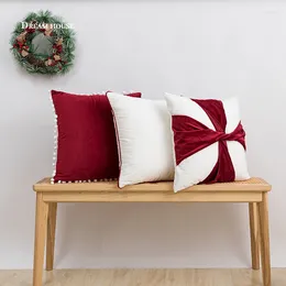 Pillow Velvet Solid Home Sofa Car Cover Claret Wine Red Wedding Decorative Christmas Throw Pillowcase