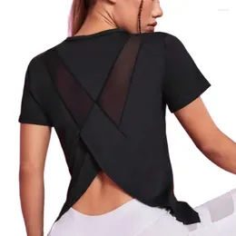Active Shirts Racerback Yoga Vest Athletic Fitness Sport Tank Tops Gym Running Training Short Sleeve Workout For Women