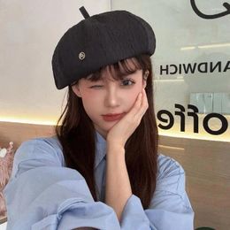 Berets Beret Women Hat Painter Cap Solid Cotton Trendy Octagonal Hats For Simple Fashion 2024 Korean