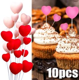 Party Supplies Heart Cake Toppers Plug-in Dessert Cupcake Decoration Card Valentine Day Birthday Wedding 3D Decor Plug In