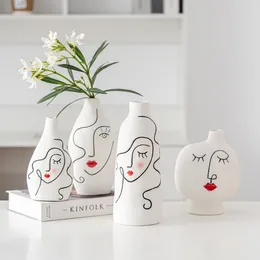 Vases Nordic Home Decoration Living Room Table Flower Vase Art Face For Flowers Modern Decor Aesthetics Wedding