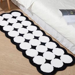 Carpets Nordic Black White Dot Thicken Flocking Carpet For Living Room Soft Fluffy Bedside Mat Non Slip Area Rug Ins Style Floor Mats