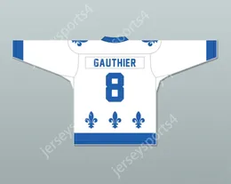 Custom MAURICE GAUTHIER 8 LES SAINTS DE CHICOUTIMI WHITE HOCKEY JERSEY- LANCE ET COMPTE Top Stitched S-M-L-XL-XXL-3XL-4XL-5XL-6XL