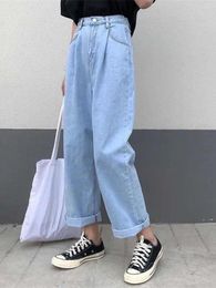 Women's Jeans Fashion Solid Pants Female Femme Boyfriend Hip Hop High Waist Kawaii Cool Summer Stright Ulzzang Trousers