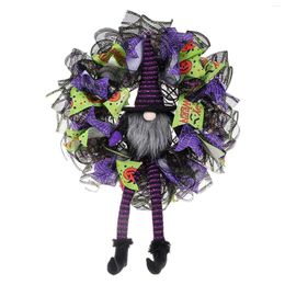 Decorative Flowers Halloween Wreath Front Door Artificial Hanging Ornament Gnome With Legs For Porch Window Home Decoration
