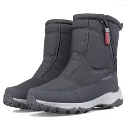 Boots Men Winter Waterproof Snow Unisex High Top Plus Velvet Warm Side Zipper Platform Outdoor Ankle Male Cotton Shoes