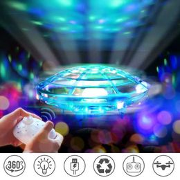 Drones Mini RC UFO drone equipped with LED gesture sensing four helicopters collision resistant sensing flying ball drone YC-003 childrens toy S24525