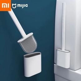 Xiaomi Mijia Toilet Cleaning Brush Flat Head Flexible Soft Bristles Brush With Holder Toilet Brush Silicone Cleaner Toilet Brush