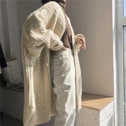 Women's Knits Long Cardigan Women Thick 2024 Sweters For Winter Top Knitted Sweater Coat Oversized Outwear Solid Grey Apricot