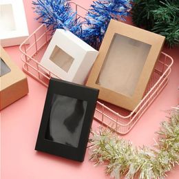 240427 Kraft Paper Gift 10Pcs Present PVC Case With Cake Vintage Window Birthday Wrapping Bag Candy Package Supplies Party Clear Box Tppai