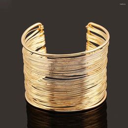 Strand Women'S Multilayer Wires Strings Open Bangle Wide Fashion Gothic Metal Jewellery Accessories Valentine's Day Gifts