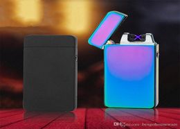 USB Charging Lighter Double Fire Cross Twin Arc Pulse Electric Lighter Metal Portable Windproof Lighters BH1899 TQQ9208675