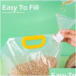 Storage Baskets New 1/3/5Pcs Sealed Bag Rice Packaging Grains Moisture-Proof Insect-Proof Transparent Thickened Portable Food-Grade Dr Otqci