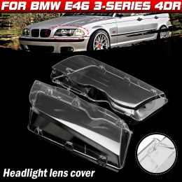 1 Pair Car Headlight Cover For BMW E46 4 Door 3-Series 1998-2001 Lampshade Bright Shell Head Lamp Lens Covers