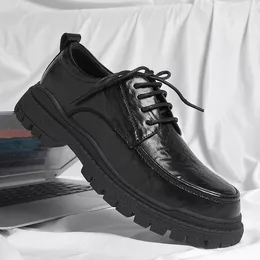 Casual Shoes Luxury Leather Dress Men Fashion Platform Business Lace-Up Black Brown Wedding Office Formal Oxford For