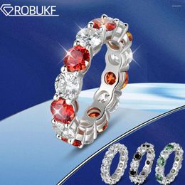 Cluster Rings 5mm Colourful Real Moissanite For Women 7cttw D Colour Full Circle Diamond 925 Sterling Silver Wedding Band Bridal Gifts GRA