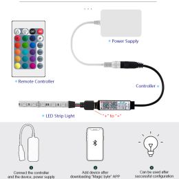 RGB Bluetooth Controller LED Light Strip Smart Phone APP RF Remote Controller for DC5-24V USB5V 5050 3528 RGB Tape Lights