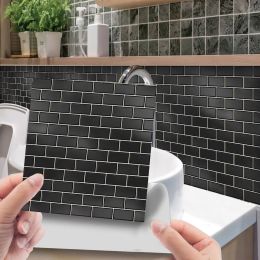 10Pcs 10X10cm 3D Tile Stickers Self Adhesive Waterproof Wall Stickers Kitchen Bathroom Home Decor DIY