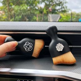 Camellia Flower Car Interior Cleaning Brush Centre Console Air Conditioning Outlet Soft Brush Car Cleaning Tool Accessories