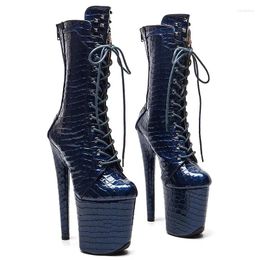 Dance Shoes Auman Ale 20CM/8inches PU Upper Sexy Exotic High Heel Platform Party Women Round Toe Ankle Boots Pole 749