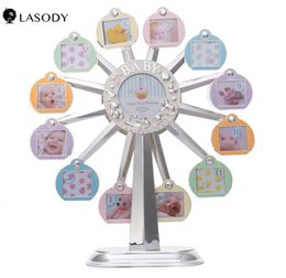 Baby039s First Year 12 Po Frame by Month Newborn Baby Registry 1220quot H Musical Ferris Wheel Picture Frame Play RockA9783113