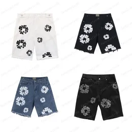 Summer Mens luxury designer Mens shorts Jeans Men Jean flower Diamond Denim shortpants Slim Mens Denim