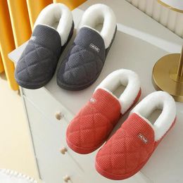Slippers 2024 Winter Unisex Corduroy House Women Men Home Warm Cotton Shoes Outdoor Indoor Thick Flat Slip-On Couple Slipper