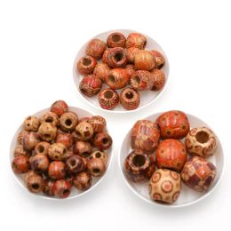 Painted Wooden Beads Spacer Round Big Hole Wood Loose Beads for Jewellery Making Charm Bracelet DIY Findings 9*10/11*12/16*17mm