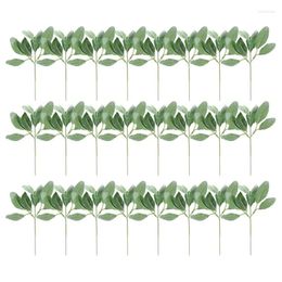 Decorative Flowers 24 Pcs Artificial Flocked Lambs Ear Greenery Stems Faux Lamb's Decor