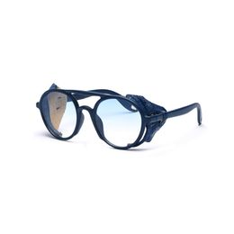 steampunk round Polarised pu leather frame sunglasses women men 2021 uv400 high quality sun glasses quay masculino 2612