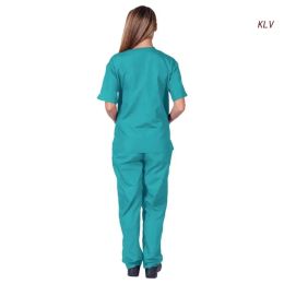 Scrubs Set for Women Nurse Uniform Suit Short Sleeve Top & Pant with Pocket for Nurse Workwears