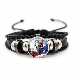 11colors halloween night christmas science fiction fantasy vintage viking movie film halloween Glass Cabochon Multilayer Leather Bracelets High Quality Bangles
