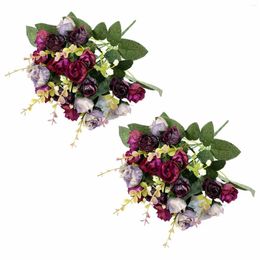 Decorative Flowers 21 Heads Of Roses 7 Forks Artificial Wedding And Home Pography Sunflower Bunches Leaf Plants
