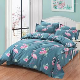 Bedding Sets Ostrich Flower Set Bed Linen Children 4/3pcs Kids Soft Navy Blue Sheet Duvet Cover Good Quality Pillow Cases