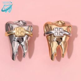 1PC Gold Silver Plated Medical Delicate Teeth Badge Lapel Pins Metal Woman Gift Doctor Nurse Jewelry