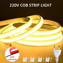 220V Led Strip Lights High Brightness Waterproof COB Led Strip Flexible Ribbon for Room Bedroom Kitchen, Outdoor Garden Lighting