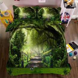 Bedding Sets 2024 Jungle Scenery 3D Set Polyester Cover Bed Sheet Duvet Housse De Couette 4pcs