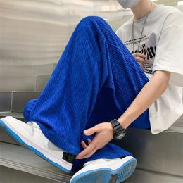 Summer Ice Silk Pants Men Fashion Oversized Wide Leg Pants Men Japanese Streetwear Hip Hop Loose Pleated Pants Mens Trousers 240524