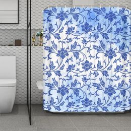 Shower Curtains Home Sense Curtain Liner Waterproof Custom Tie-dye Design With Blue Floral Pattern Bathroom Accessories