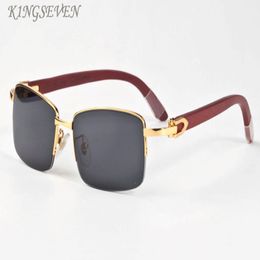 Fashion Sports Buffalo Horn Gläser Herren Retro Wood Sonnenbrille für Frauen schwarz brauner klar